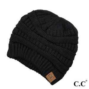 CC Original Black Solid Ribbed Beanie Toboggan